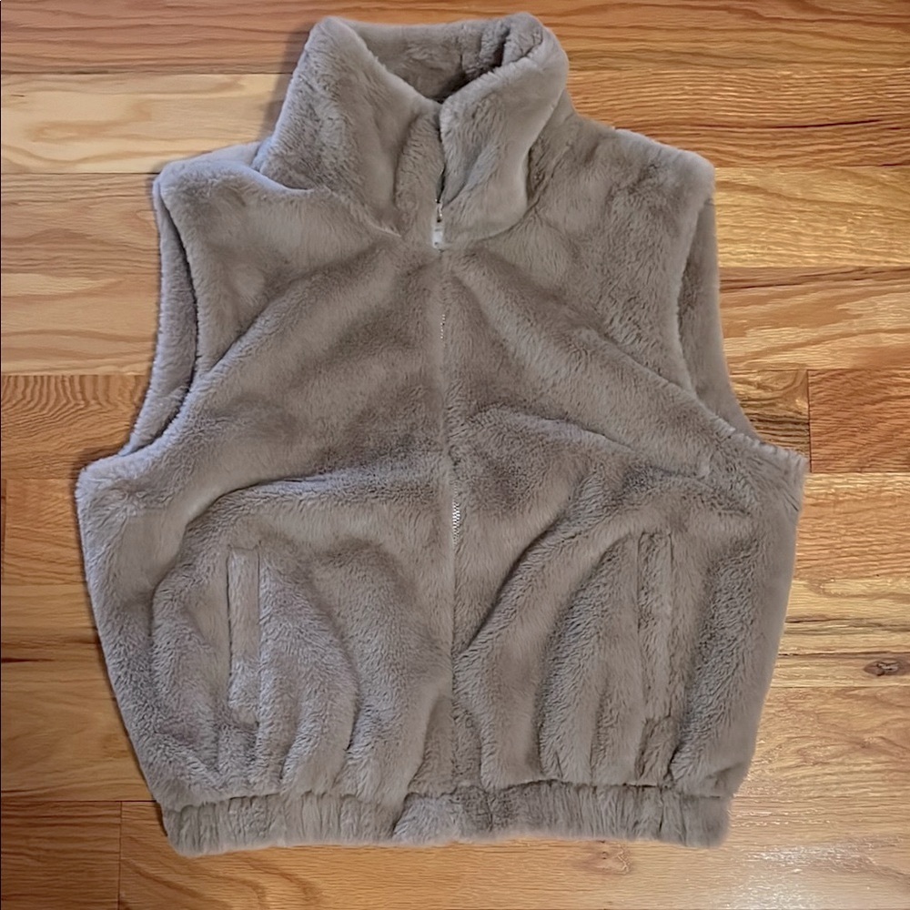 Brown faux fur vest
